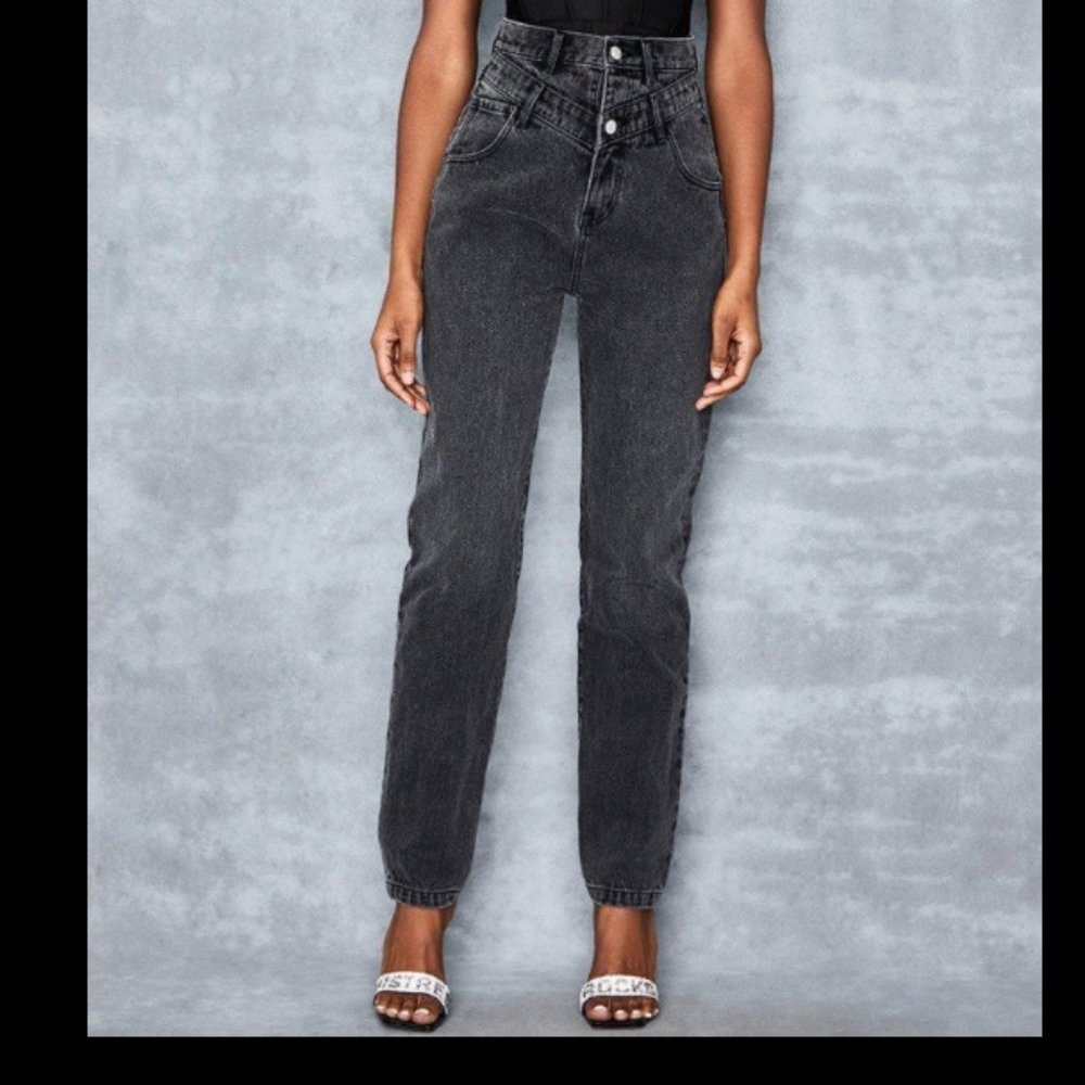 Black Double Waistband Jean